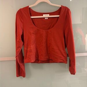 Aritzia Babaton Corda Red Long Sleeve Crop Top